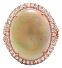 Load image into Gallery viewer, 8.60 Carats Natural Impressive Australian Opal and Diamond 14K Solid Rose Gold Ring