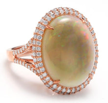Load image into Gallery viewer, 8.60 Carats Natural Impressive Australian Opal and Diamond 14K Solid Rose Gold Ring