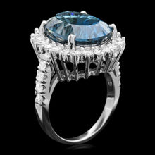 Load image into Gallery viewer, 12.50 Carats Natural Blue Topaz and Diamond 14k Solid White Gold Ring