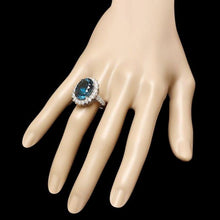 Load image into Gallery viewer, 12.50 Carats Natural Blue Topaz and Diamond 14k Solid White Gold Ring