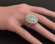 Load image into Gallery viewer, 8.60 Carats Natural Impressive Australian Opal and Diamond 14K Solid Rose Gold Ring