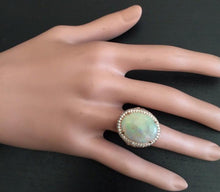 Load image into Gallery viewer, 8.60 Carats Natural Impressive Australian Opal and Diamond 14K Solid Rose Gold Ring