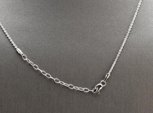 Splendid 14k Solid White Gold Infinity Necklace with Natural Diamond Accent and Rough Rubies