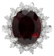 Load image into Gallery viewer, 8.80 Carats Natural Impressive Red Garnet and Diamond 14K White Gold Ring