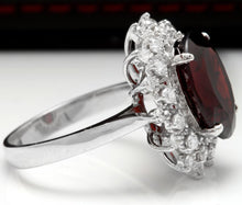 Load image into Gallery viewer, 8.80 Carats Natural Impressive Red Garnet and Diamond 14K White Gold Ring
