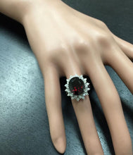 Load image into Gallery viewer, 8.80 Carats Natural Impressive Red Garnet and Diamond 14K White Gold Ring