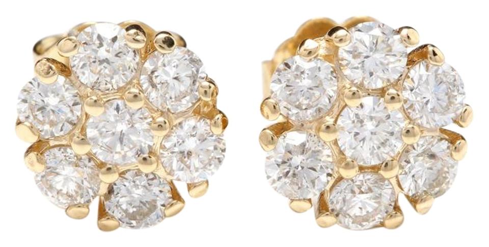 Exquisite 1.15 Carat Natural Diamond 14K Solid Yellow Gold Earrings