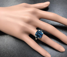 Load image into Gallery viewer, 7.75 Carats Natural London Blue Topaz and Diamond 14K Solid White Gold Ring