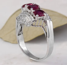Load image into Gallery viewer, 2.20 Carats Impressive Natural Red Ruby and Diamond 18K Solid White Gold Ring