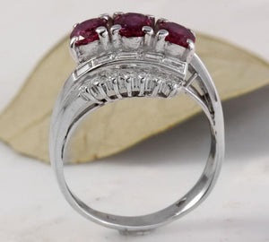 2.20 Carats Impressive Natural Red Ruby and Diamond 18K Solid White Gold Ring