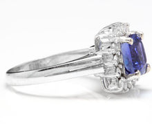 Load image into Gallery viewer, 3.10 Carats Natural Very Nice Looking Tanzanite and Diamond 14K Solid White Gold Ring