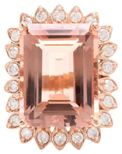 Load image into Gallery viewer, 26.80 Carats Exquisite Natural Peach Morganite and Diamond 14K Solid Rose Gold Ring