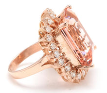 Load image into Gallery viewer, 26.80 Carats Exquisite Natural Peach Morganite and Diamond 14K Solid Rose Gold Ring