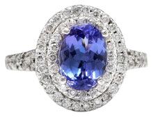 Load image into Gallery viewer, 4.00 Carats Natural Very Nice Looking Tanzanite and Diamond 14K Solid White Gold Ring