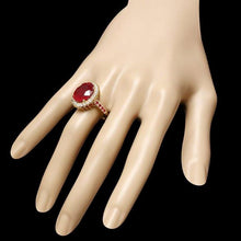 Load image into Gallery viewer, 10.70 Carats Natural Red Ruby and Diamond 14k Solid Yellow Gold Ring