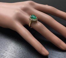 Load image into Gallery viewer, 3.00 Carats Natural Emerald and Diamond 14K Solid Yellow Gold Ring