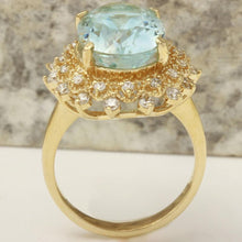 Load image into Gallery viewer, 7.59 Carats Exquisite Natural Aquamarine and Diamond 14K Solid Yellow Gold Ring