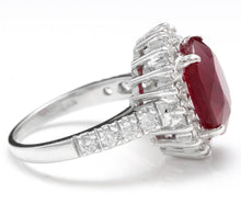 Load image into Gallery viewer, 7.90 Carats Impressive Natural Red Ruby and Diamond 14K White Gold Ring