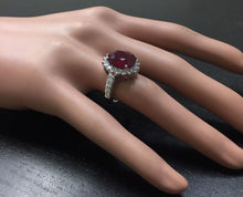 Load image into Gallery viewer, 7.90 Carats Impressive Natural Red Ruby and Diamond 14K White Gold Ring