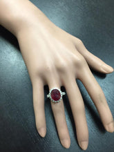 Load image into Gallery viewer, 7.90 Carats Impressive Natural Red Ruby and Diamond 14K White Gold Ring