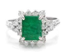 Load image into Gallery viewer, 2.60 Carats Natural Emerald and Diamond 14K Solid White Gold Ring