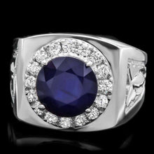 Load image into Gallery viewer, 4.40ct Natural Blue Sapphire &amp; Diamond 14k Solid White Gold Men&#39;s Ring