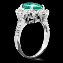 Load image into Gallery viewer, 3.50 Carats Natural Emerald and Diamond 14K Solid White Gold Ring