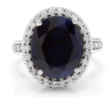 Load image into Gallery viewer, 9.80 Carats Natural Sapphire and Diamond 14K Solid White Gold Ring