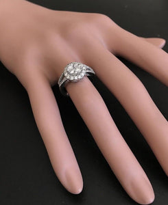 Splendid 1.10 Carats Natural Diamond 18K Solid White Gold Ring