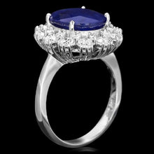 Load image into Gallery viewer, 6.20 Carats Natural Sapphire and Diamond 14K Solid White Gold Ring