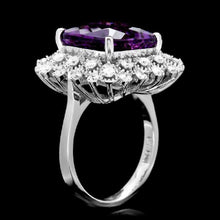 Load image into Gallery viewer, 7.90 Carats Natural Amethyst and Diamond 14K Solid White Gold Ring