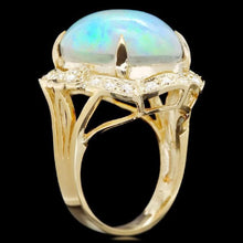 Load image into Gallery viewer, 14.65 Carats Natural Impressive Ethiopian Opal and Diamond 14K Solid Yellow Gold Ring