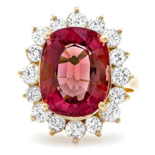Load image into Gallery viewer, 8.85 Carats Natural Very Nice Looking Tourmaline and Diamond 14K Solid Yellow Gold Ring