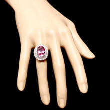 Load image into Gallery viewer, 7.85ct Natural Pink Tourmaline and Diamond 14k Solid White Gold Ring