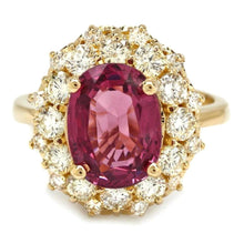Load image into Gallery viewer, 5.25 Carats Natural Very Nice Looking Tourmaline and Diamond 14K Solid Yellow Gold Ring