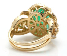 Load image into Gallery viewer, 7.30 Carats Natural Emerald and Diamond 14K Solid Yellow Gold Ring