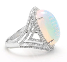 Load image into Gallery viewer, 9.00 Carats Natural Impressive Ethiopian Opal and Diamond 14K Solid White Gold Ring