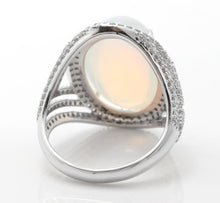 Load image into Gallery viewer, 9.00 Carats Natural Impressive Ethiopian Opal and Diamond 14K Solid White Gold Ring