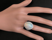 Load image into Gallery viewer, 9.00 Carats Natural Impressive Ethiopian Opal and Diamond 14K Solid White Gold Ring