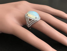 Load image into Gallery viewer, 9.00 Carats Natural Impressive Ethiopian Opal and Diamond 14K Solid White Gold Ring