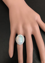 Load image into Gallery viewer, 9.00 Carats Natural Impressive Ethiopian Opal and Diamond 14K Solid White Gold Ring