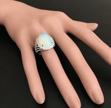 Load image into Gallery viewer, 9.00 Carats Natural Impressive Ethiopian Opal and Diamond 14K Solid White Gold Ring