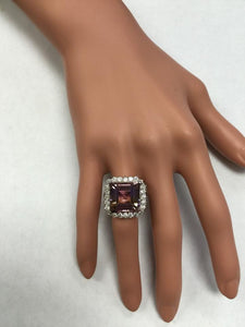 13.45 Carats Natural Ametrine and Diamond 14K Solid White Gold Ring