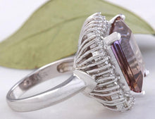 Load image into Gallery viewer, 13.45 Carats Natural Ametrine and Diamond 14K Solid White Gold Ring