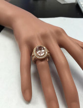 Load image into Gallery viewer, 7.50 Carats Exquisite Natural Peach Morganite and Diamond 14K Solid Rose Gold Ring