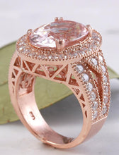 Load image into Gallery viewer, 7.50 Carats Exquisite Natural Peach Morganite and Diamond 14K Solid Rose Gold Ring