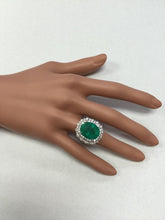 Load image into Gallery viewer, 11.80 Carats Natural Emerald and Diamond 18K Solid White Gold Ring