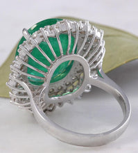 Load image into Gallery viewer, 11.80 Carats Natural Emerald and Diamond 18K Solid White Gold Ring