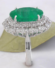 Load image into Gallery viewer, 11.80 Carats Natural Emerald and Diamond 18K Solid White Gold Ring