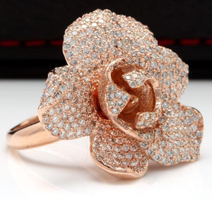 Beautiful 3.00 Carats Natural Diamond 14K Solid Rose Gold Ring